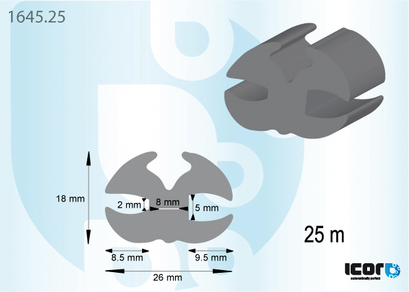 ROL 25 M VLAKGLASRUBBER 26X18