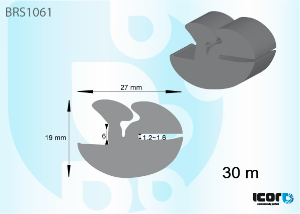 VLAKGLASRUBBER : 6mm / 1.2-1.6mm - 30 METER ROL