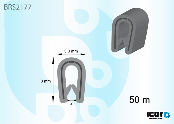 U PROFIEL IN PVC MET METAAL 6x8mm - ROL VAN 50 M