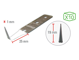 10 VERVANGMESSEN VOOR KOUD MES + OPPERVLAKTE BESCHERMING 19mm