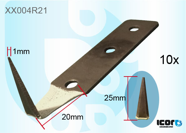 10 VERVANGMESSEN VOOR KOUD MES + OPPERVLAKTE BESCHERMING 25mm