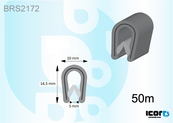 U PROFIEL IN PVC MET METAAL 10x15mm - ROL VAN 50 M