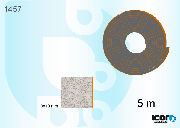 ROL 5 M SCHUIMRUBBER PROFIEL 19MMX19MM + KLEEFBAND