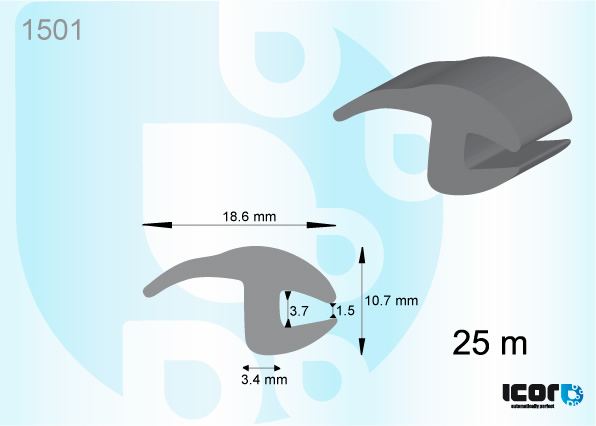 ZIJ- & ACHTERRUIT PROFIEL JAPANSE VOERT. - BREEDTE 19MM - ROL 25M