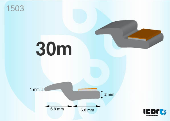 PROFIL AVEC BANDE ADHESIVE LAT & LUN VEH JAP - LEVRE 7MM - ROULEAU 30M