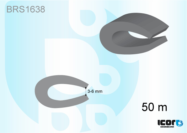 U PROFIEL IN RUBBER - ROL VAN 50 M