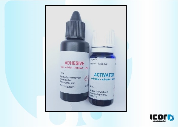 COLLE ICOR BI-COMPOSANT VERRE/METAL (utilisable comme colle pour embase-miroir)