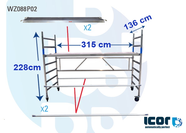 MOBILE SCAFFOLD FOR BUS & TRUCK WORK - 3 METRE