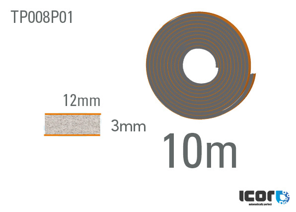 ADHESIF MOUSSE PE DOUBLE FACE 12mm x 3mm - ROULEAU 10M