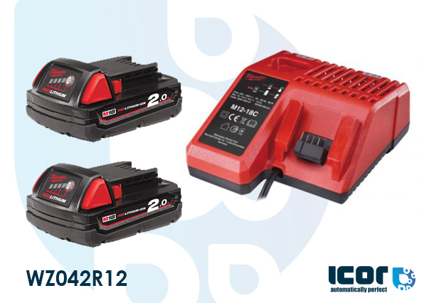 2 BATTERIES (Li-Ion 18V 2,0Ah) + CHARGEUR POUR POMPE A MASTIC ELECTRIQUE MILWAUKEE
