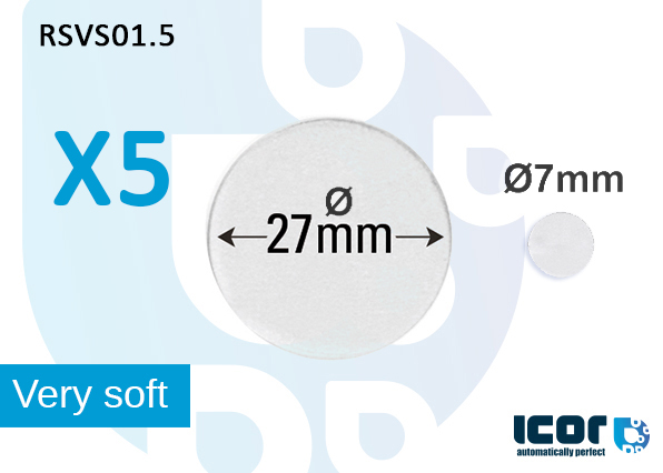 5 x FLEXIBLE SILICON PAD FOR SENSOR - ROUND 27mm+ 7mm