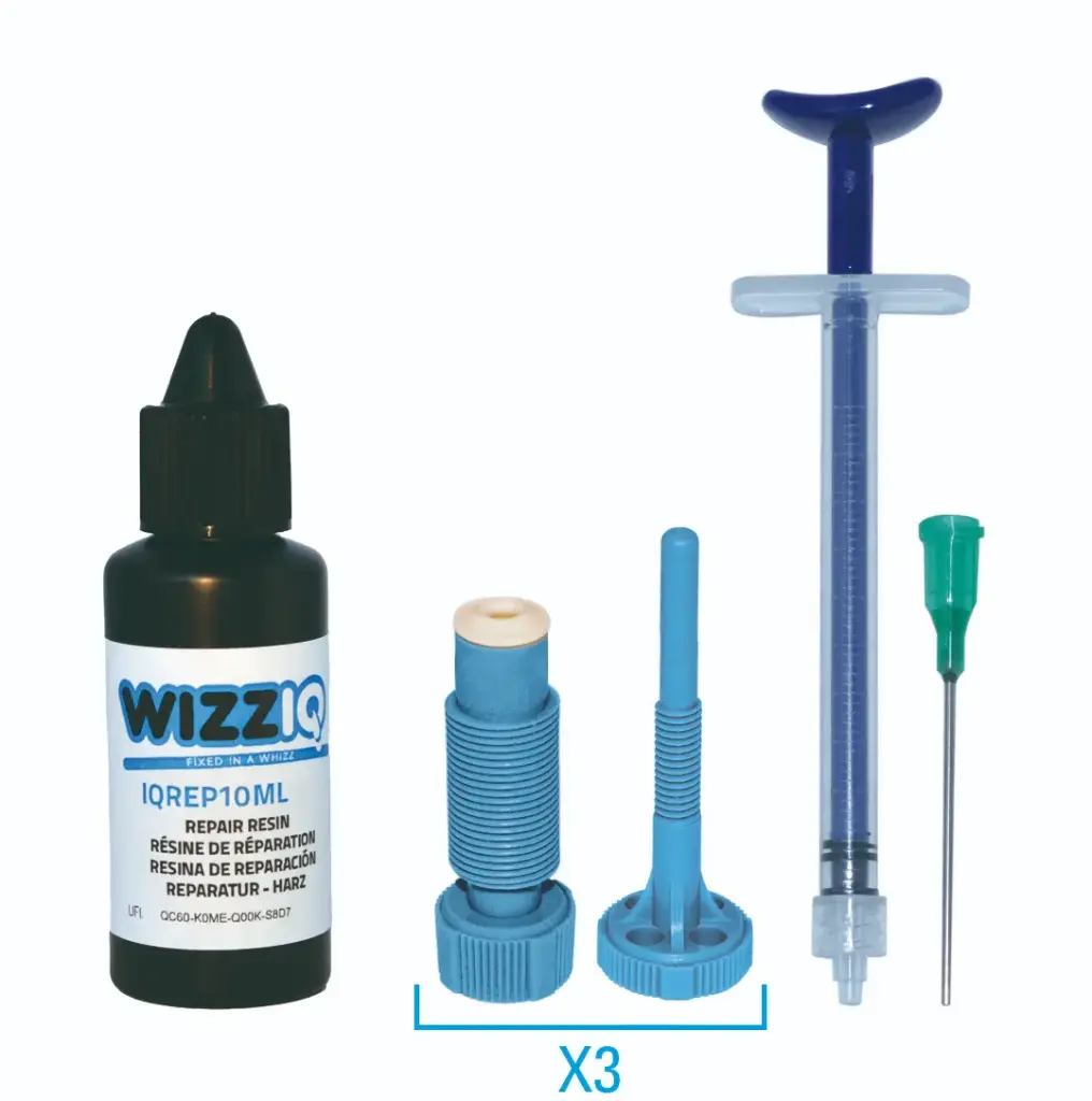 REPARATIE HARS GELAAGDE RUITEN 10ml (40-50 REPARATIES)+3 BLAUW INJECTOR + INJECTIESPUIT EN NAALD