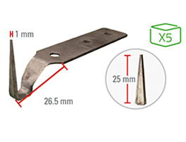 5 VERVANGMESSEN VOOR KOUD MES - 25mm- CARBON - GEKNIKT