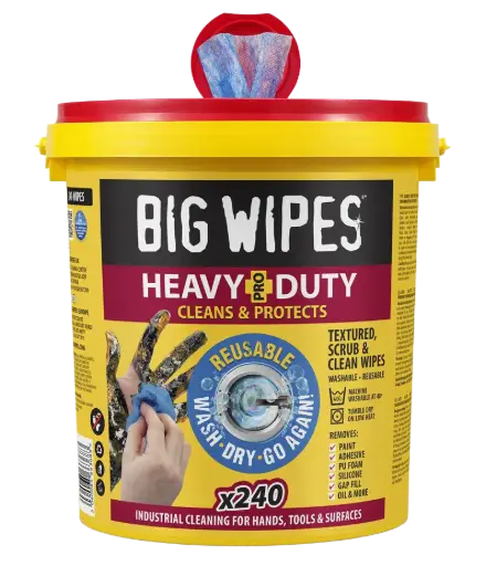 [BW24270240-RU] NEW - Bucket of 240 Heavy Duty industrial wipes - Reusable